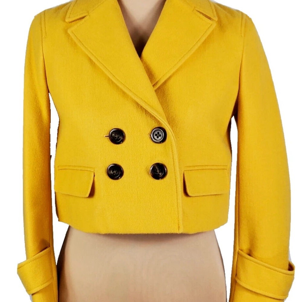 Anthropologie Cartonnier Yellow Blazer with Notched Lapels